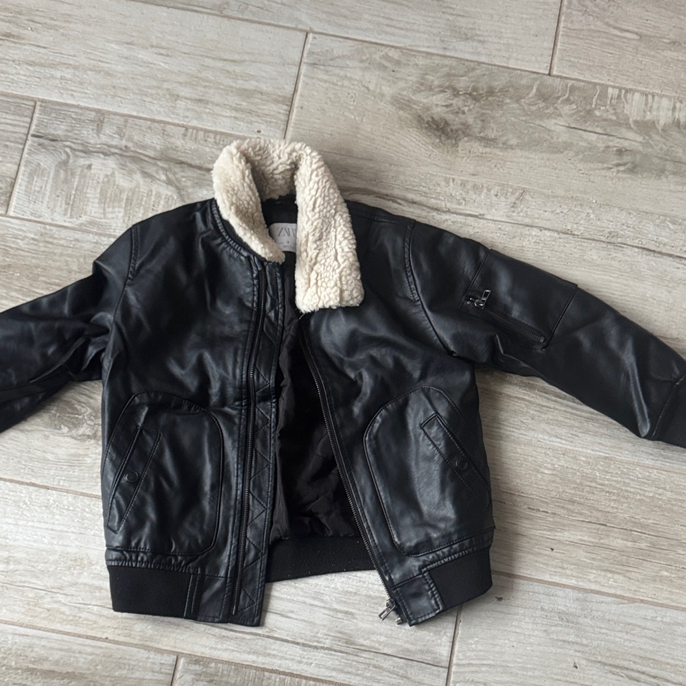Zara Kids Black Jacket with Cream Collar